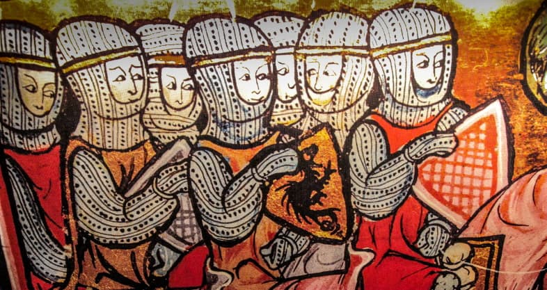 Painting of the Templars from the exhibition in the Templars Crusader Tunnel