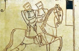 Depiction of two Templars seated on a horse (emphasizing poverty)