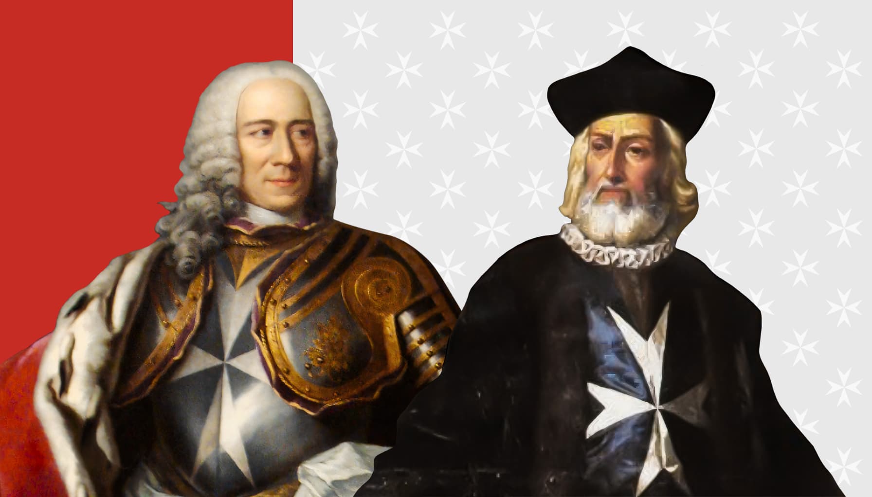 Grand Master Manuel Pinto de Fonseca (left) & Fra’ Philippe de Villiers de l’Isle-Adam (right)